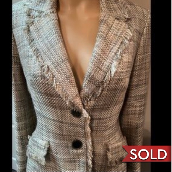 Georgiou Jackets & Blazers - Georgiou Cream/Olive/Gold Tweed Blazer and Shirt Suit, Size 10